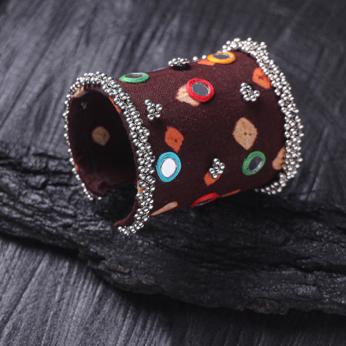 Fabart Ghungroo Mirror Work Handmade Cuff Bracelet (Adjustable) 25