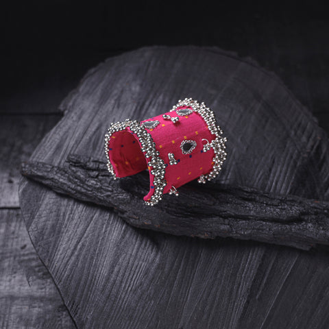 Fabart Ghungroo Mirror Work Handmade Cuff Bracelet (Adjustable) 26