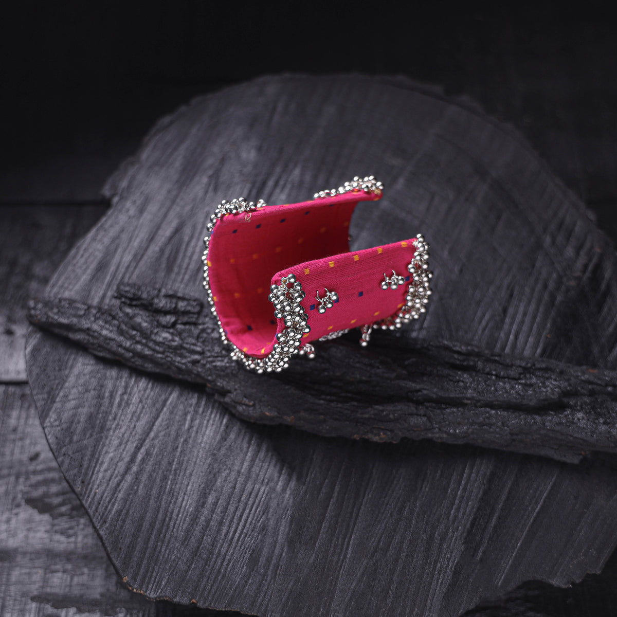Fabart Ghungroo Mirror Work Handmade Cuff Bracelet (Adjustable) 26