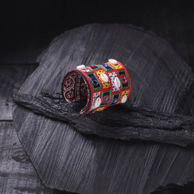 Fabart Mirror Shell Work Handmade Cuff Bracelet (Adjustable) 27