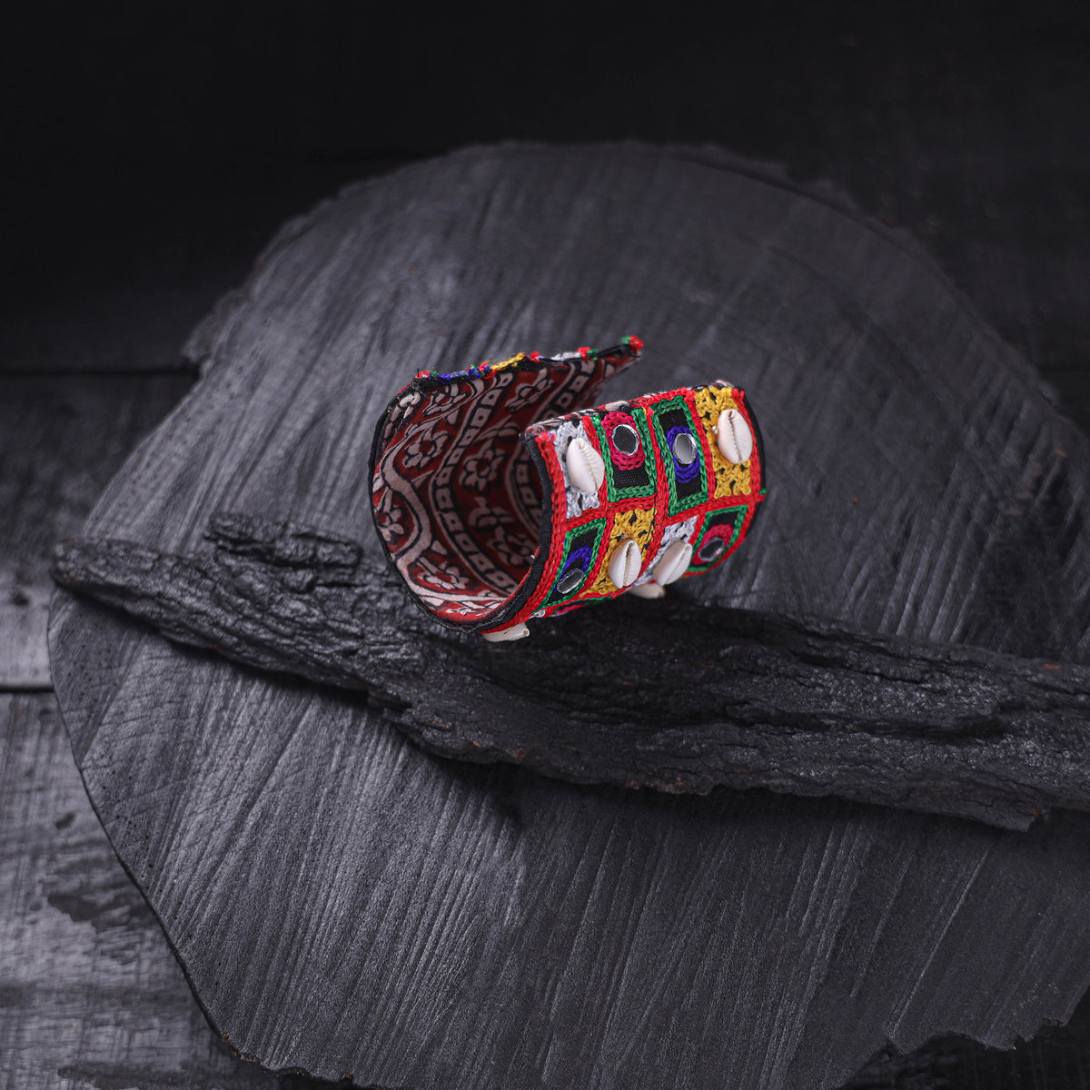 Fabart Mirror Shell Work Handmade Cuff Bracelet (Adjustable) 27