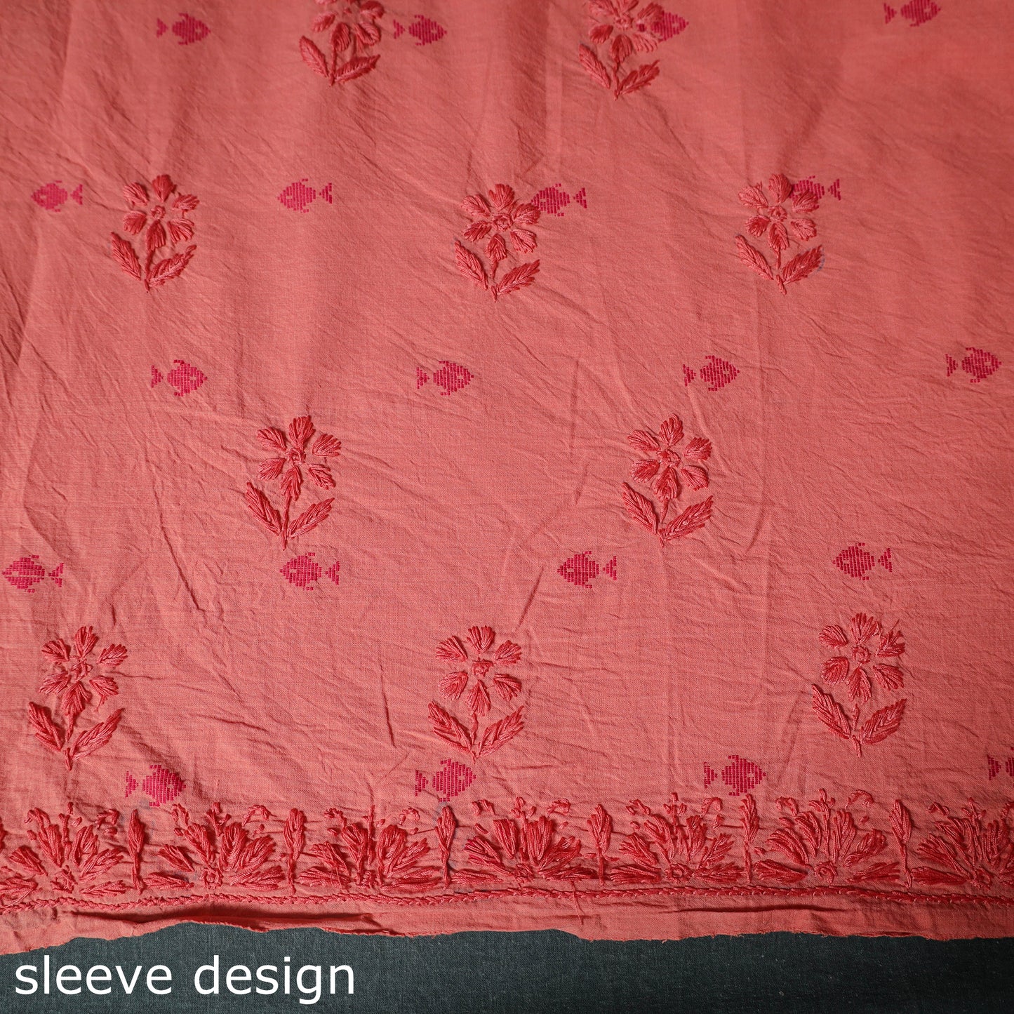 Lucknowi Chikankari Hand Embroidered Cotton Unstitched Kurta Material (2.7M) 26