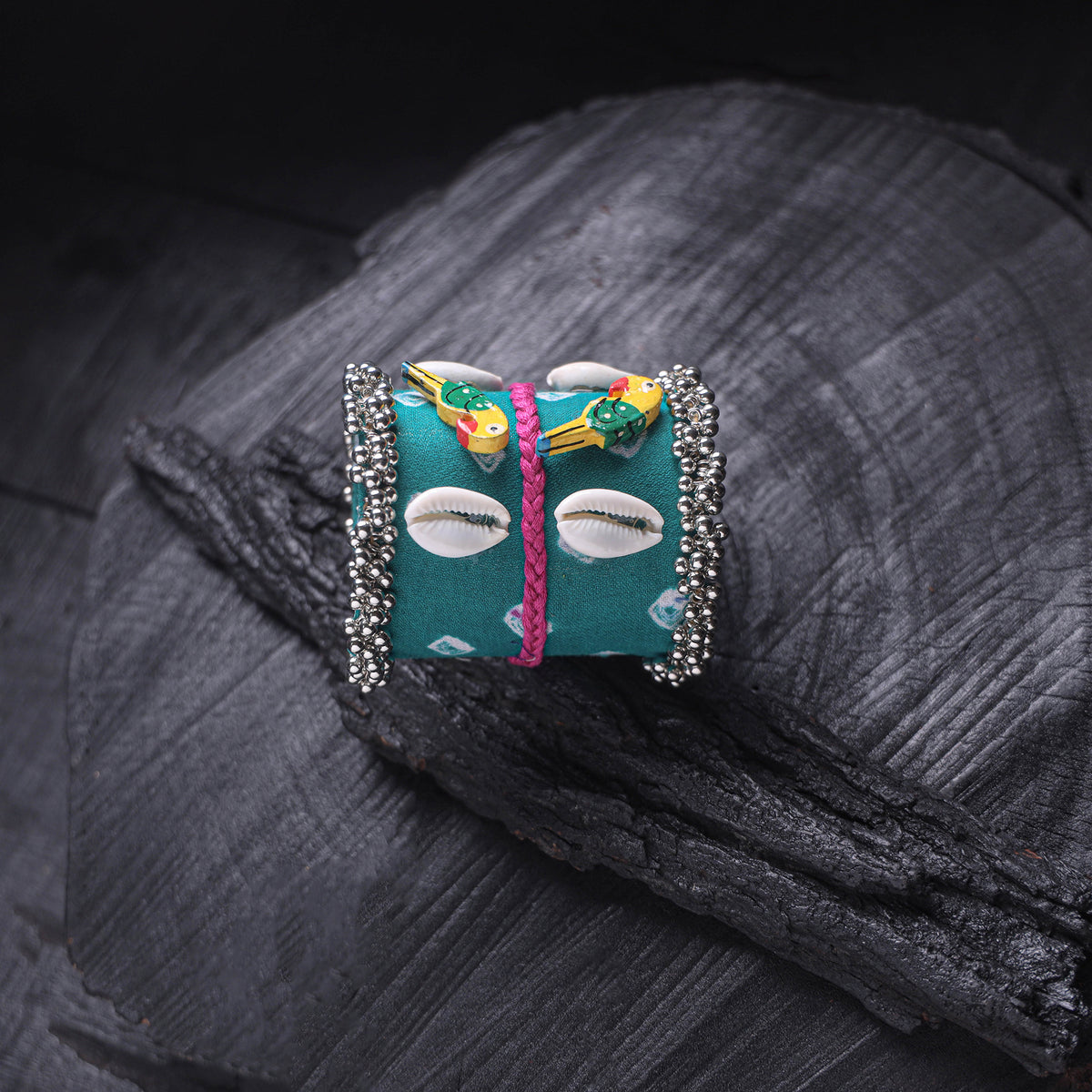 Fabart Ghungroo Shell Work Handmade Cuff Bracelet (Adjustable) 28