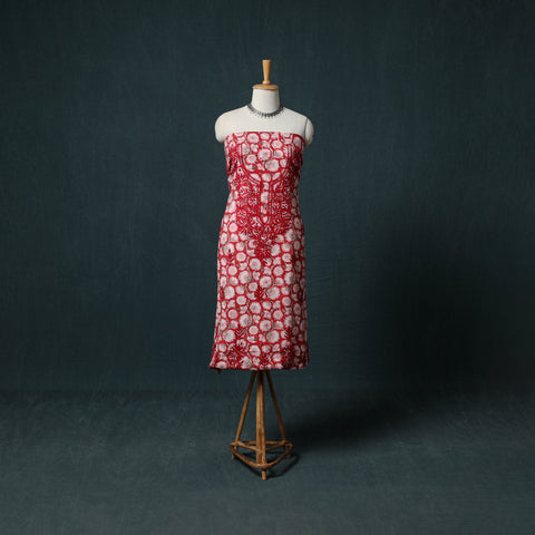 Red - Lucknowi Chikankari Hand Embroidered Cotton Unstitched Kurta Material (2.7M) 27