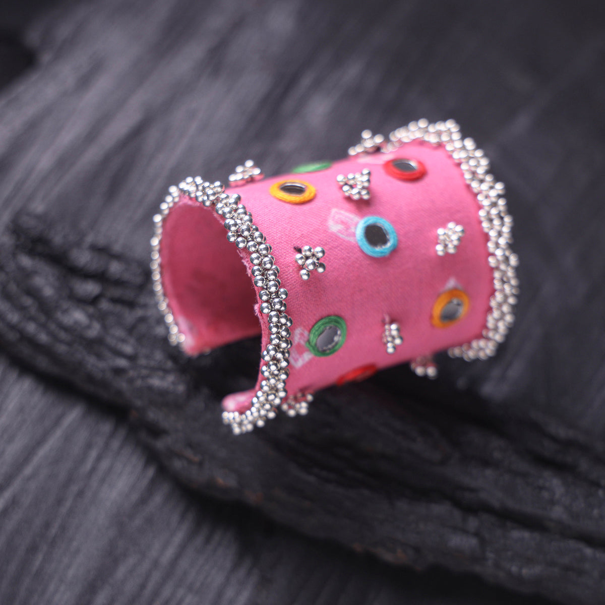Fabart Ghungroo Mirror Work Handmade Cuff Bracelet (Adjustable) 29