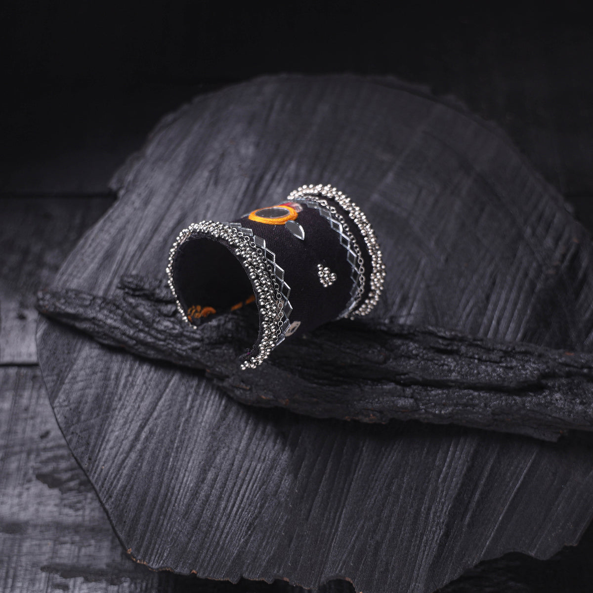 Fabart Ghungroo Mirror Work Handmade Cuff Bracelet (Adjustable) 30