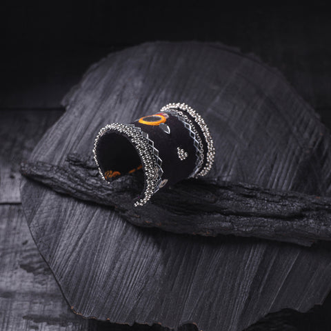 Fabart Ghungroo Mirror Work Handmade Cuff Bracelet (Adjustable) 30
