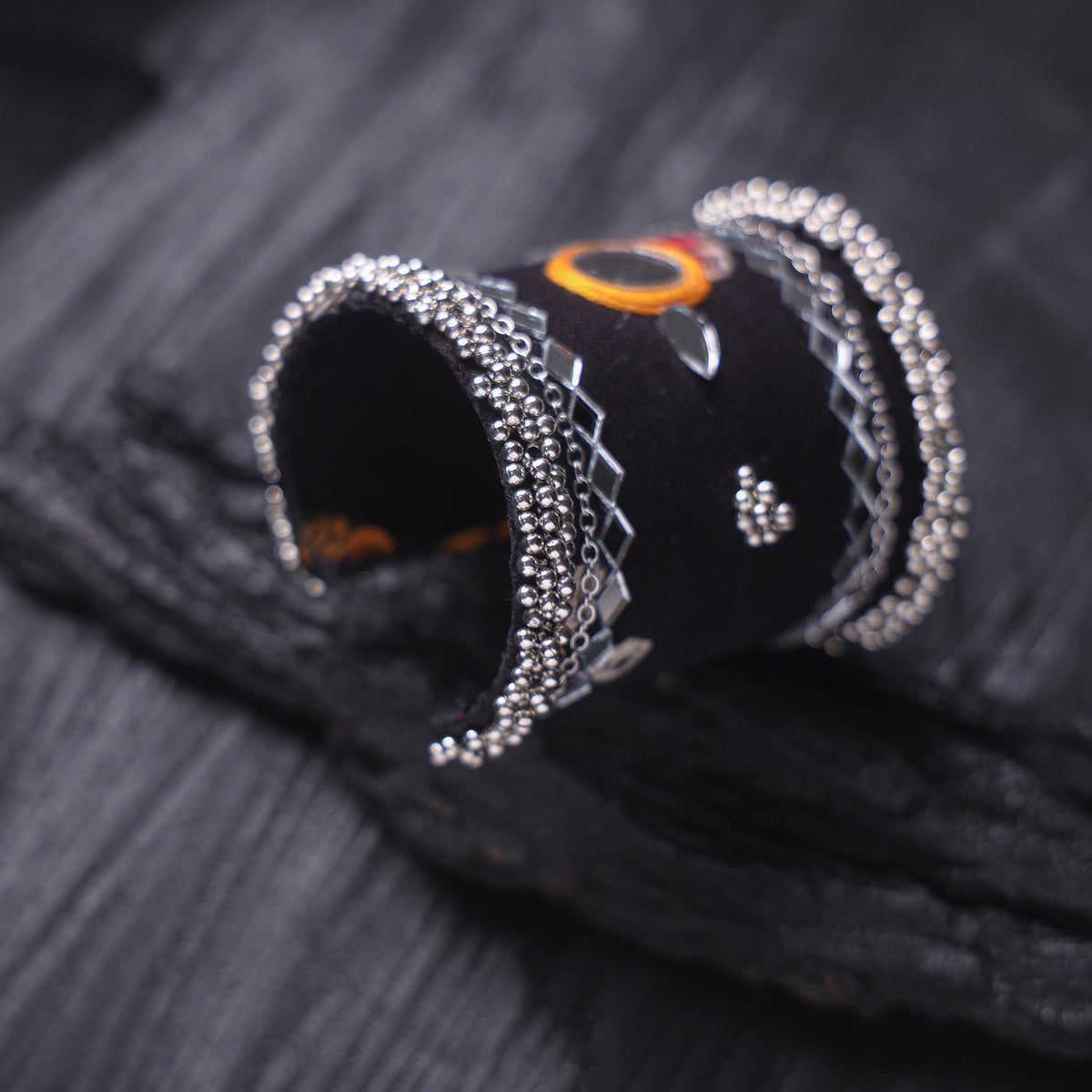 Fabart Ghungroo Mirror Work Handmade Cuff Bracelet (Adjustable) 30