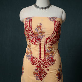 Lucknowi Chikankari Hand Embroidered Cotton Unstitched Kurta Material (2.7M) 28