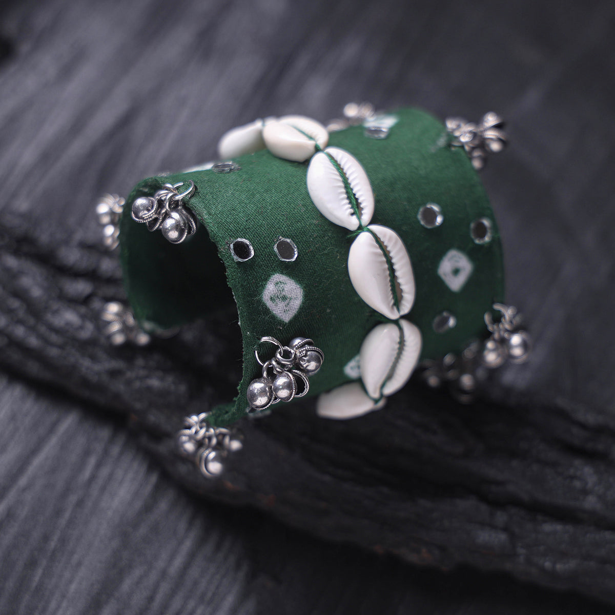 Fabart Mirror Shell Work Handmade Cuff Bracelet (Adjustable) 31