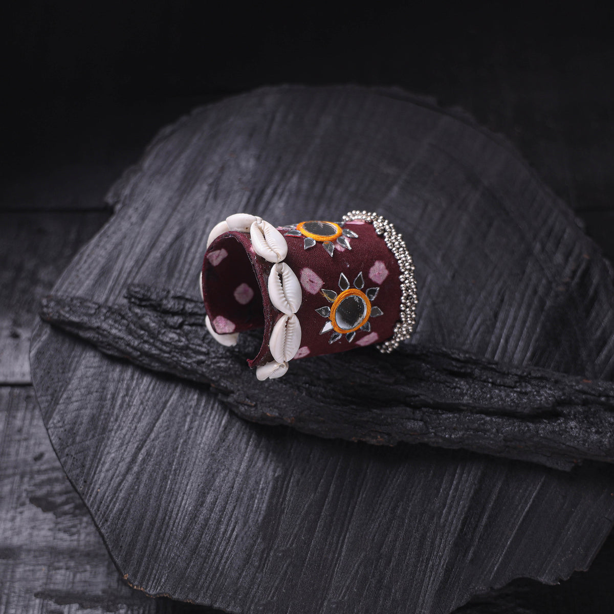Fabart Mirror Shell Work Handmade Cuff Bracelet (Adjustable) 32