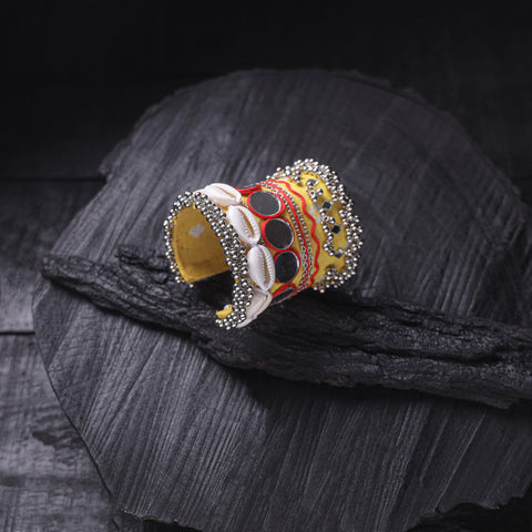 Fabart Ghungroo Shell Work Handmade Cuff Bracelet (Adjustable) 33