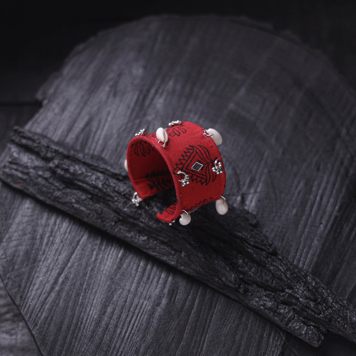 Fabart Ghungroo Shell Work Handmade Cuff Bracelet (Adjustable) 02