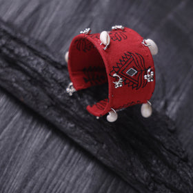 Fabart Ghungroo Shell Work Handmade Cuff Bracelet (Adjustable) 02