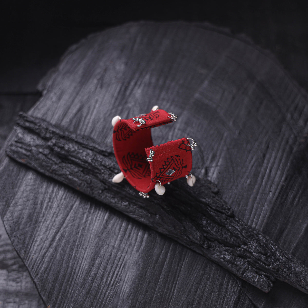 Fabart Ghungroo Shell Work Handmade Cuff Bracelet (Adjustable) 02