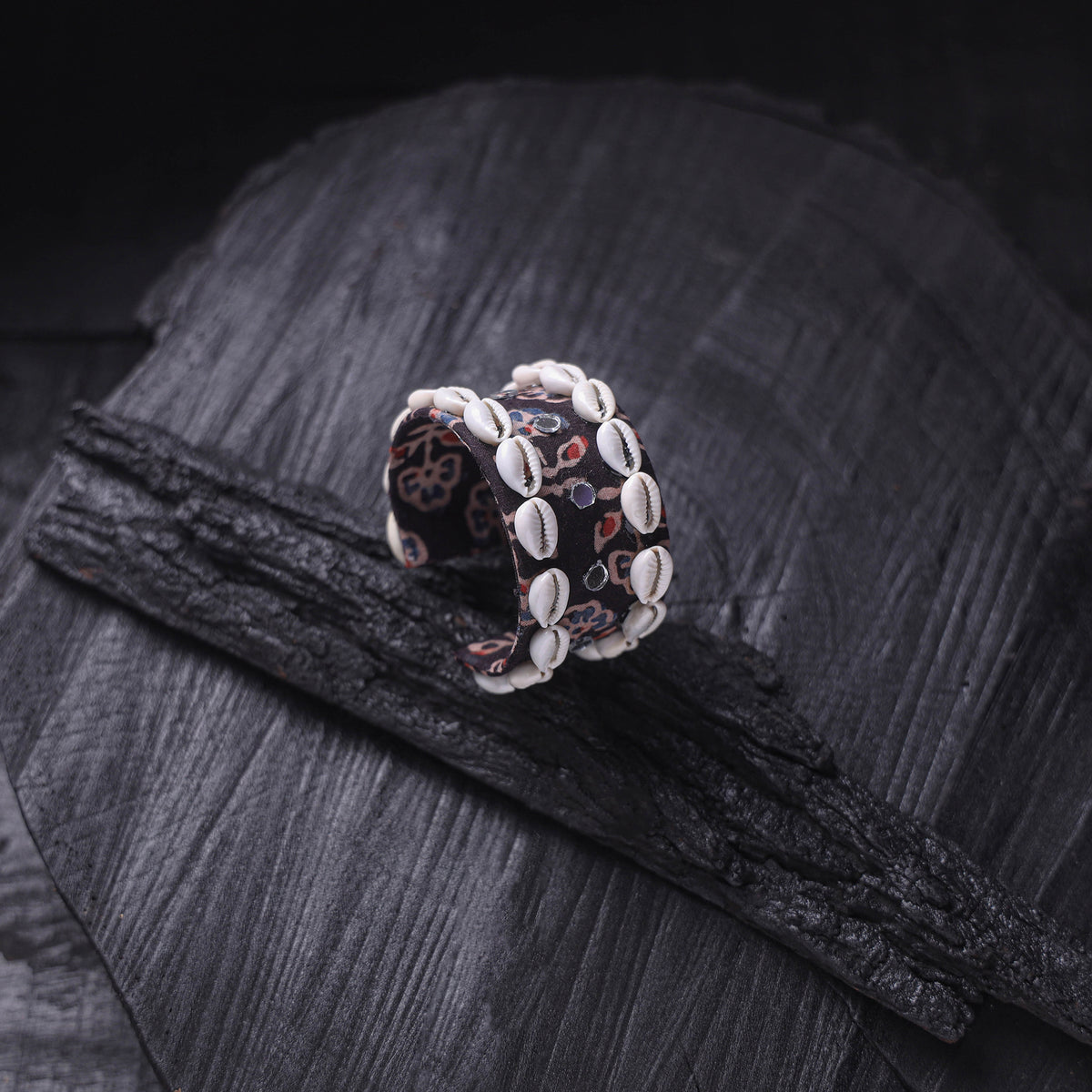 Fabart Mirror Shell Work Handmade Cuff Bracelet (Adjustable) 01