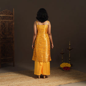 Yellow - brocade silk straight banarasi kurta 11