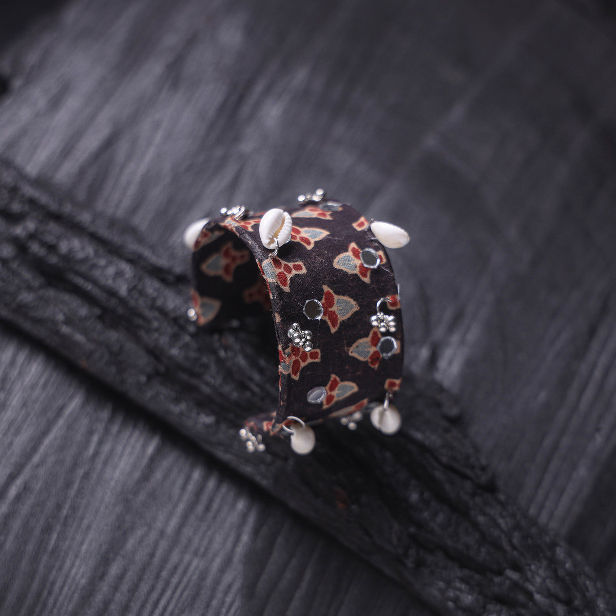 Fabart Ghungroo Shell Work Handmade Cuff Bracelet (Adjustable) 03