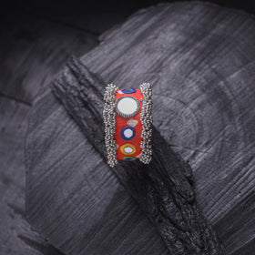 Fabart Ghungroo Mirror Work Handmade Cuff Bracelet (Adjustable) 04