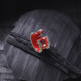 Fabart Ghungroo Mirror Work Handmade Cuff Bracelet (Adjustable) 04