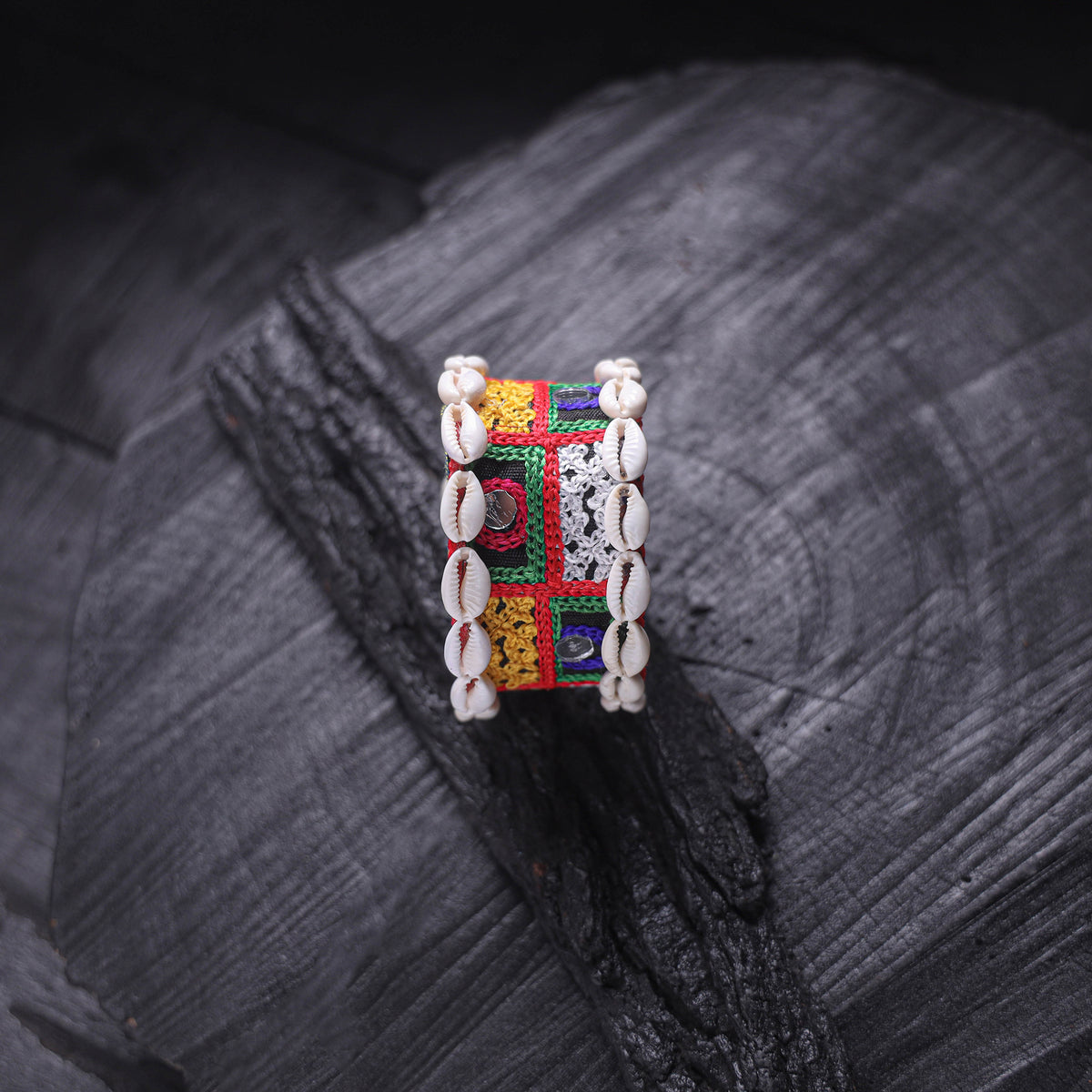 Fabart Mirror Shell Work Handmade Cuff Bracelet (Adjustable) 05