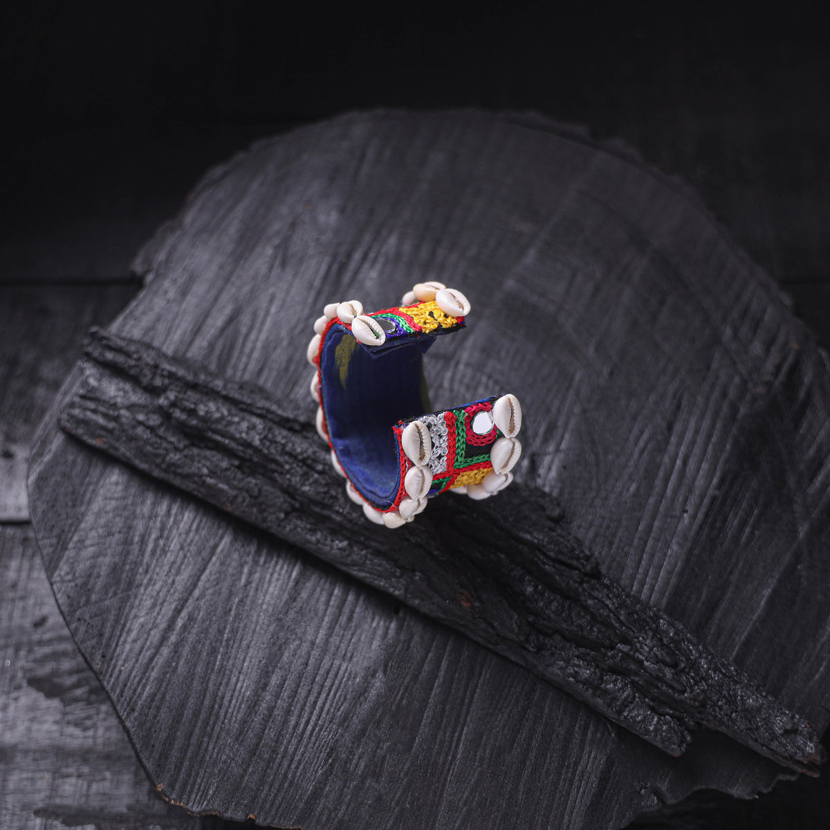 Fabart Mirror Shell Work Handmade Cuff Bracelet (Adjustable) 05