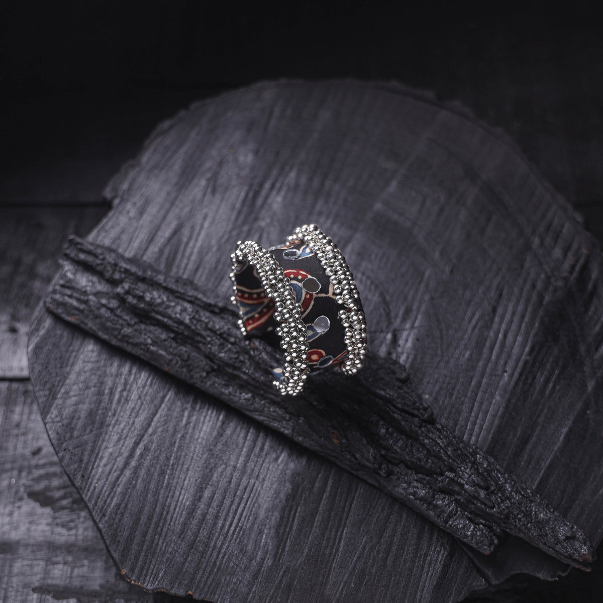 Fabart Ghungroo Mirror Work Handmade Cuff Bracelet (Adjustable) 06