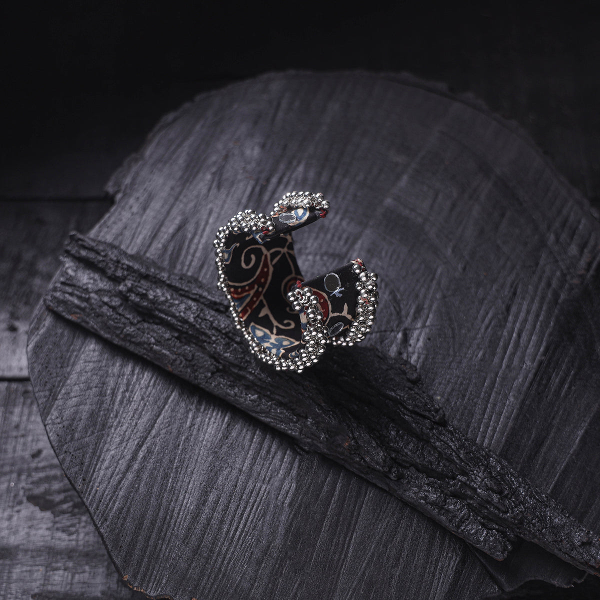 Fabart Ghungroo Mirror Work Handmade Cuff Bracelet (Adjustable) 06