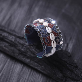 Fabart Mirror Shell Work Handmade Cuff Bracelet (Adjustable) 07