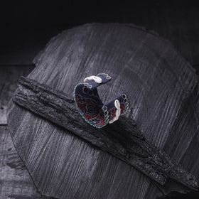 Fabart Mirror Shell Work Handmade Cuff Bracelet (Adjustable) 07