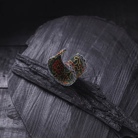 Fabart Mirror Work Handmade Cuff Bracelet (Adjustable) 08