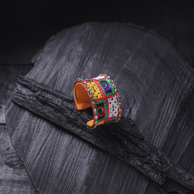 Fabart Mirror Work Handmade Cuff Bracelet (Adjustable) 10