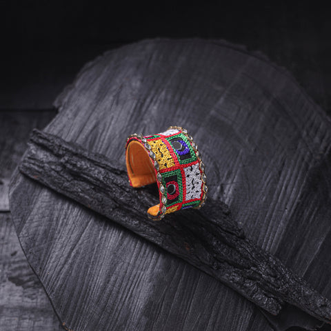 Fabart Mirror Work Handmade Cuff Bracelet (Adjustable) 10