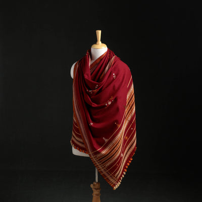 Kutch Handwoven Mirror Work Acrylic Wool Shawl 02