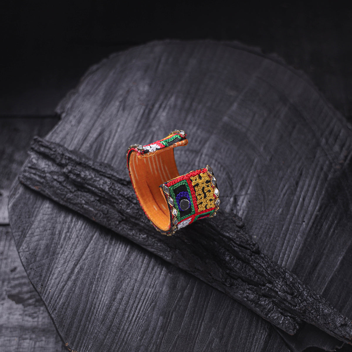 Fabart Mirror Work Handmade Cuff Bracelet (Adjustable) 10