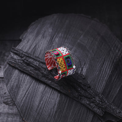 Fabart Mirror Work Handmade Cuff Bracelet (Adjustable) 11