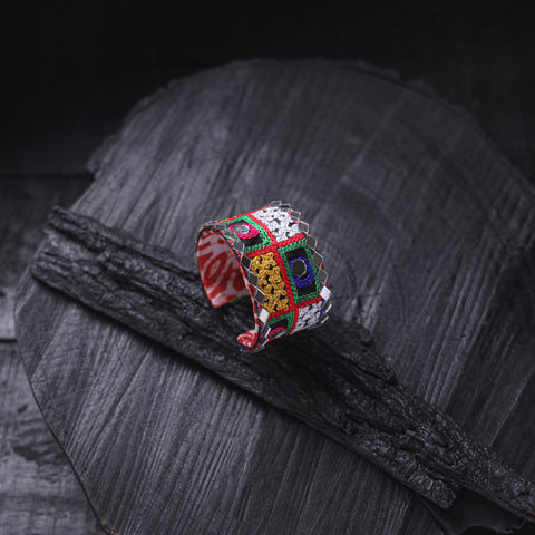 Fabart Mirror Work Handmade Cuff Bracelet (Adjustable) 11