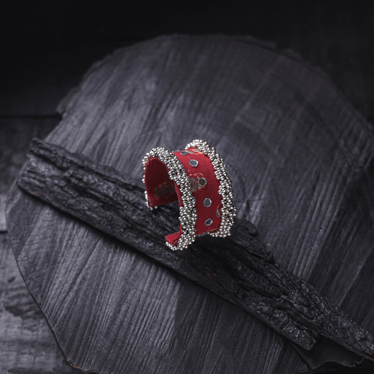 Fabart Ghungroo Mirror Work Handmade Cuff Bracelet (Adjustable) 12