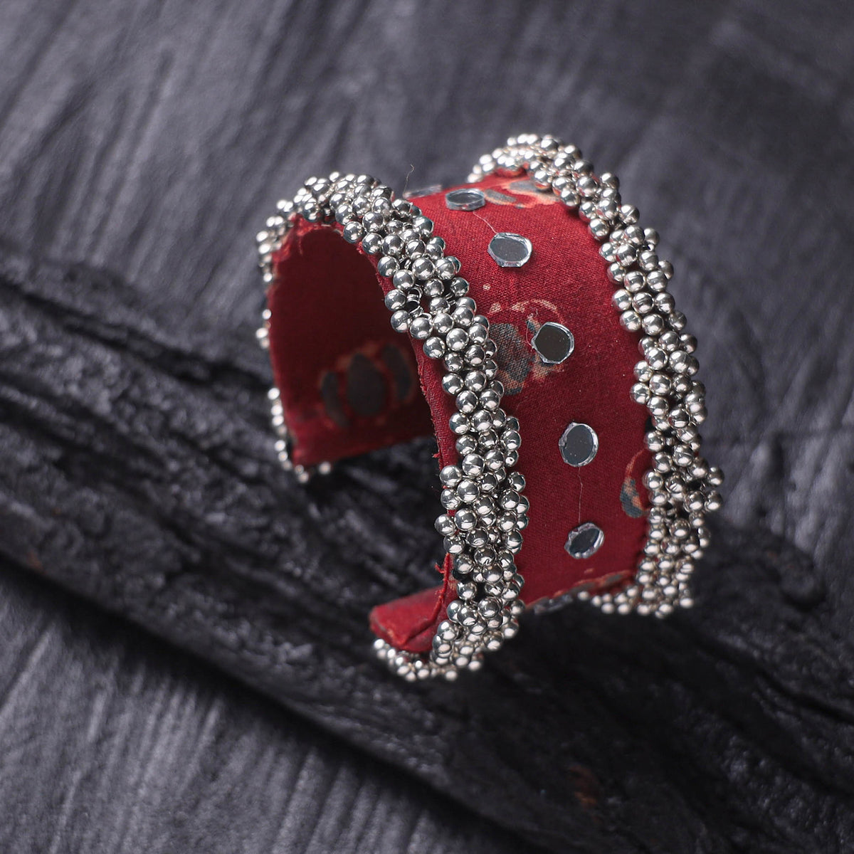 Fabart Ghungroo Mirror Work Handmade Cuff Bracelet (Adjustable) 12