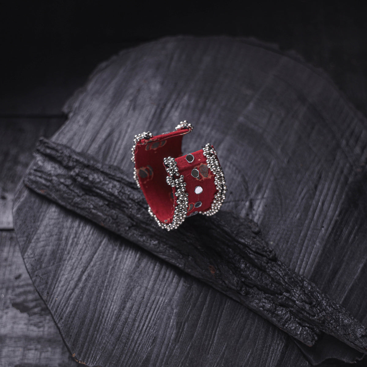 Fabart Ghungroo Mirror Work Handmade Cuff Bracelet (Adjustable) 12