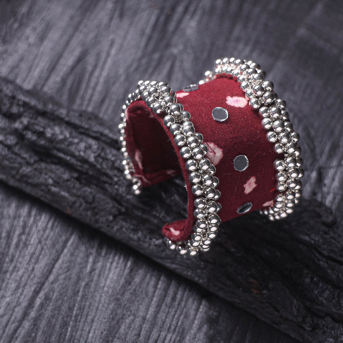 Fabart Ghungroo Mirror Work Handmade Cuff Bracelet (Adjustable) 14