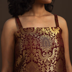 Maroon - brocade silk straight banarasi kurta 10