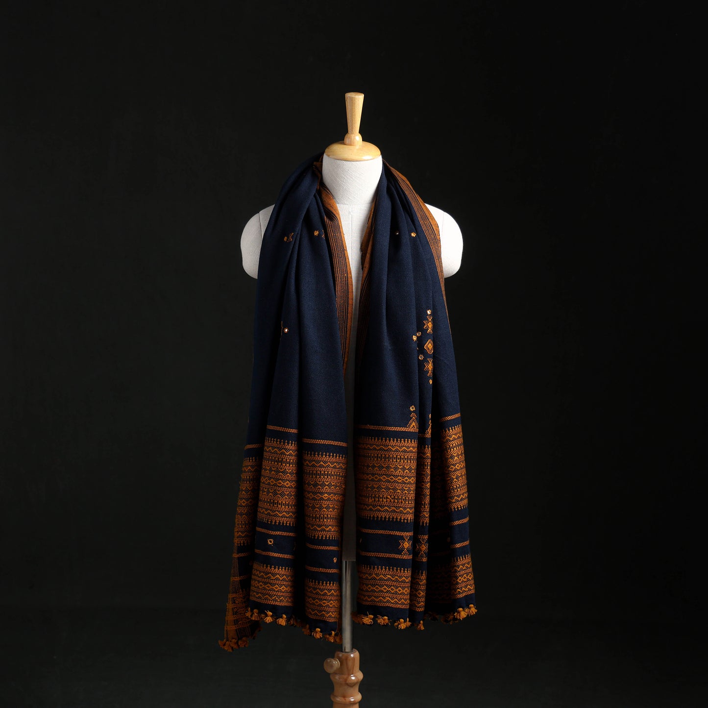 Kutch Handwoven Mirror Work Acrylic Wool Shawl 04