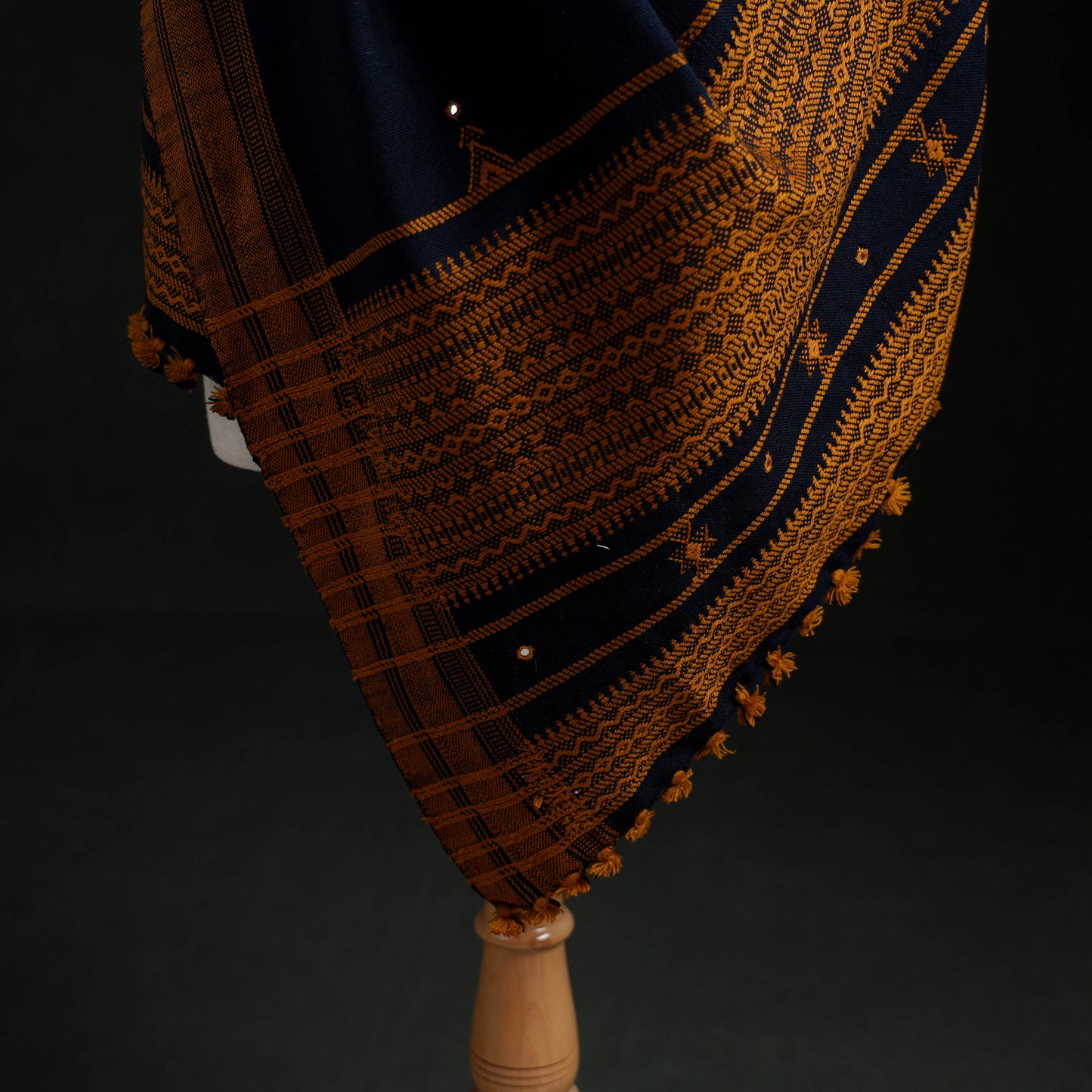Kutch Handwoven Mirror Work Acrylic Wool Shawl 04