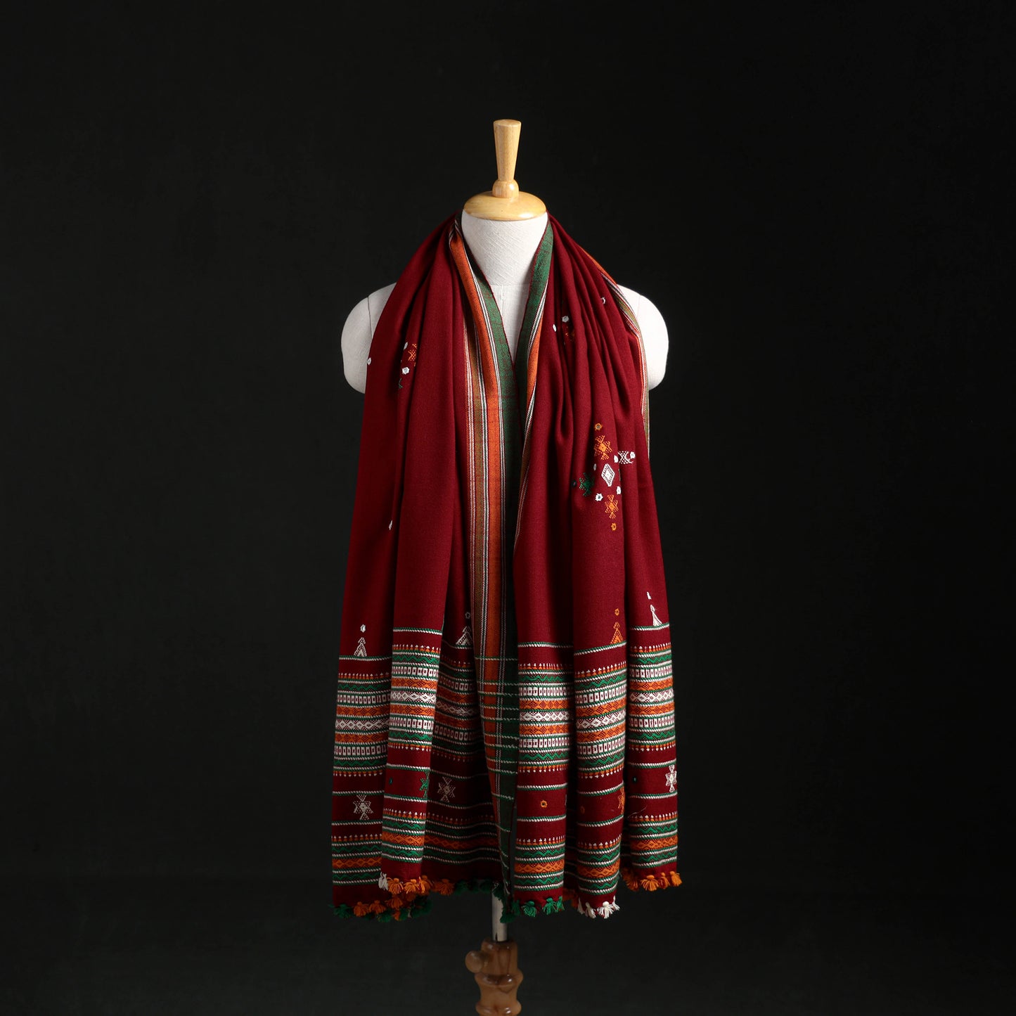 Kutch Handwoven Mirror Work Acrylic Wool Shawl 05