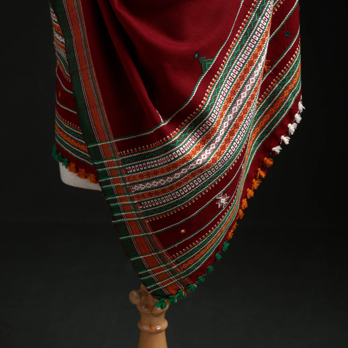 Kutch Handwoven Mirror Work Acrylic Wool Shawl 05