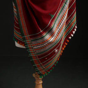 Kutch Handwoven Mirror Work Acrylic Wool Shawl 05