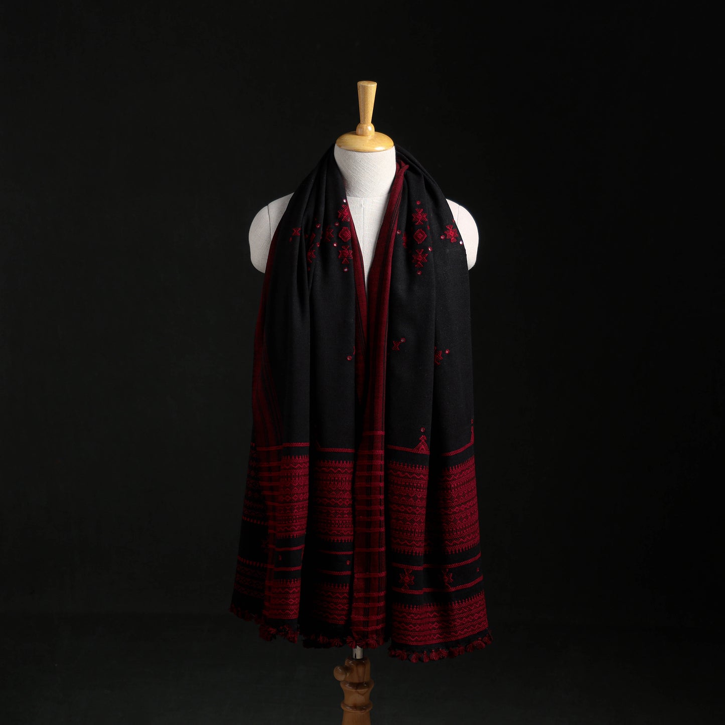 Kutch Handwoven Mirror Work Acrylic Wool Shawl 06