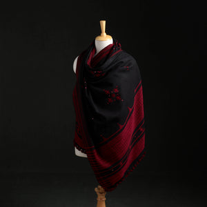 Black - Kutch Handwoven Mirror Work Acrylic Wool Shawl 06