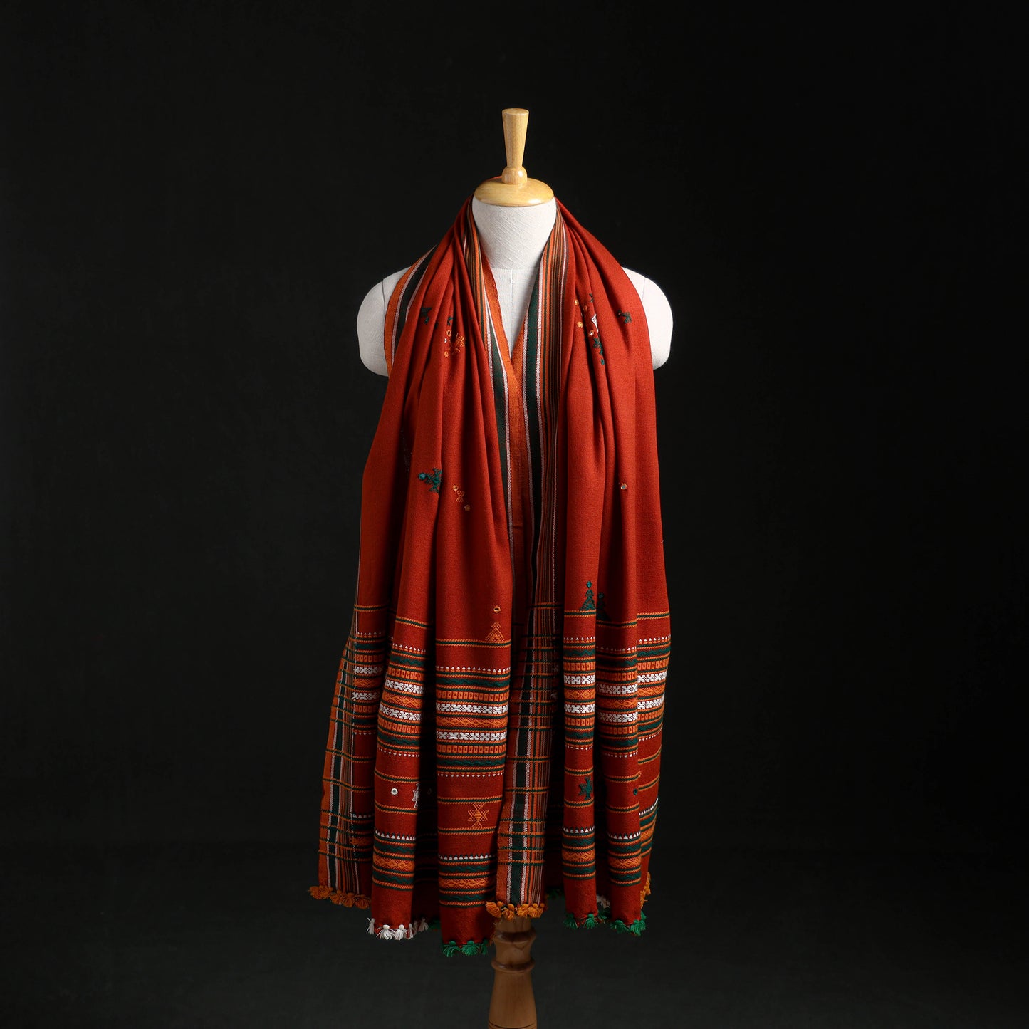 Kutch Handwoven Mirror Work Acrylic Wool Shawl 07